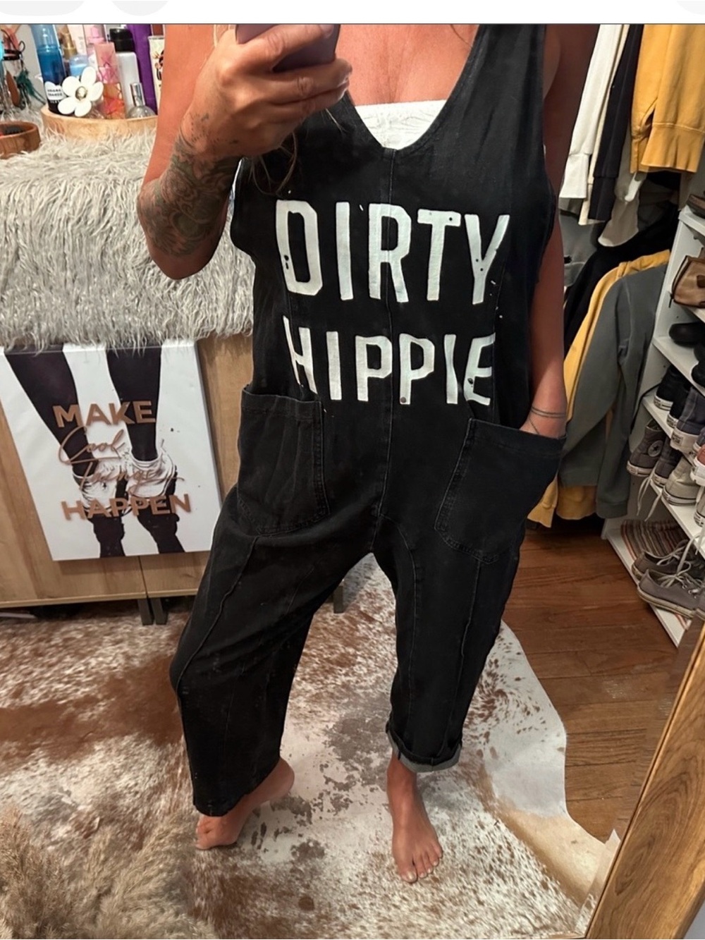 Dirty Hippie Black Relaxed Overalls Pants